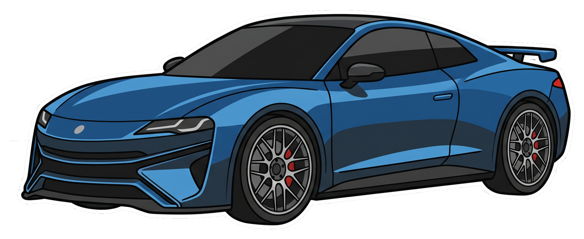 Illustration of a blue electric sports car, not the GTA Online Overflod Imorgon